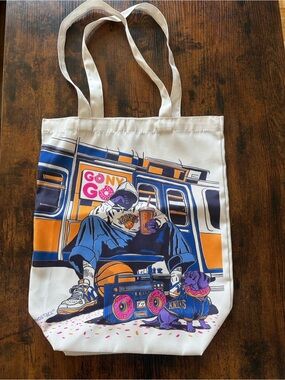 NY Knicks Dunkin NYC Subway Street Art Canvas Tote Bag GO NY GO Reusable Tote